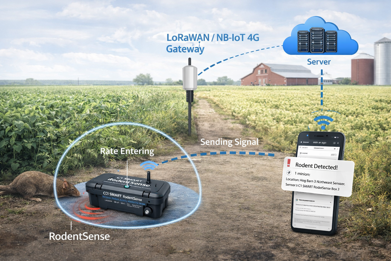 C1 SMART RodentSense Smart Rodent Monitoring System for Poultry Farms and Warehouses